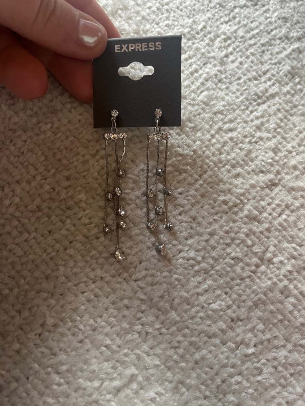 Express Silver-tone Rhinestone Cascade Drop Earrings